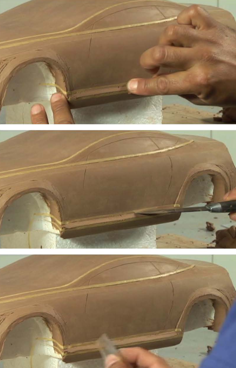 Clay modeling process — automotive clay model sculpting detail